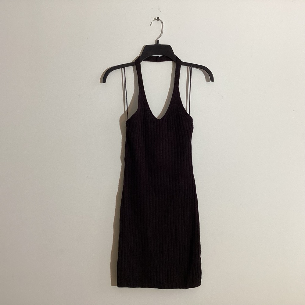 Divided Halter Knit Mini Dress